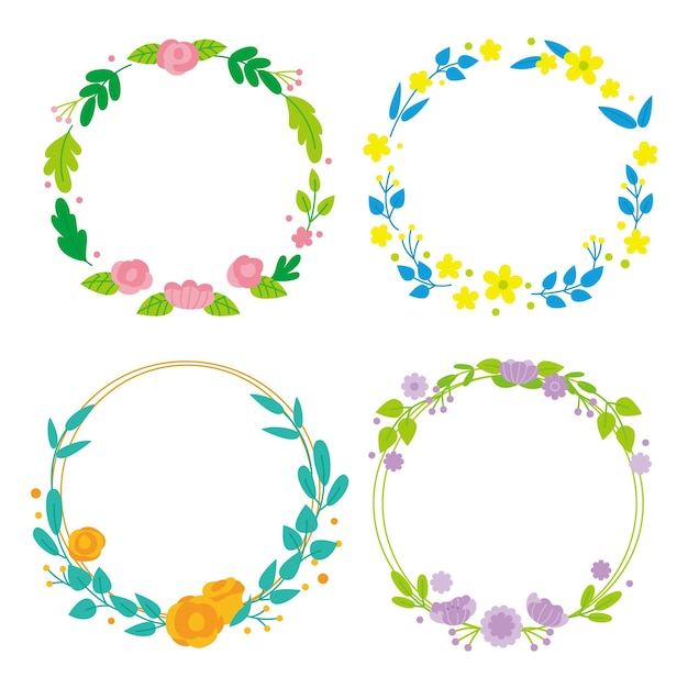 Free Vector | Flat floral wreaths collection