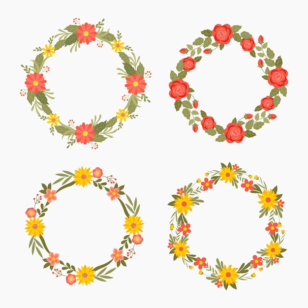 Free Vector Flat Floral Wreaths Collection 8700
