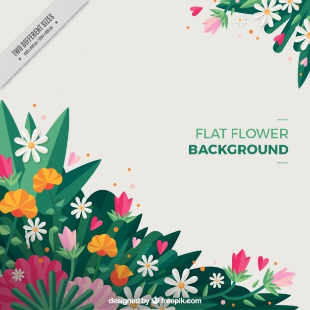 Flat flower background with tulips