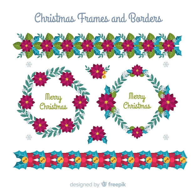 Free Vector | Flat flowers frames and borders collection