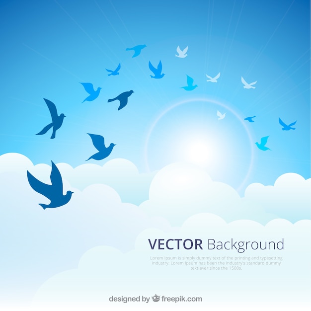 Flat flying bird background