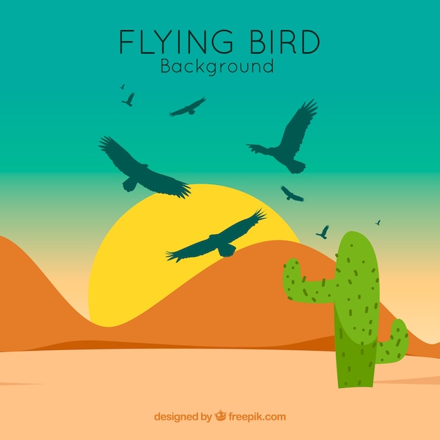 Flat flying bird background