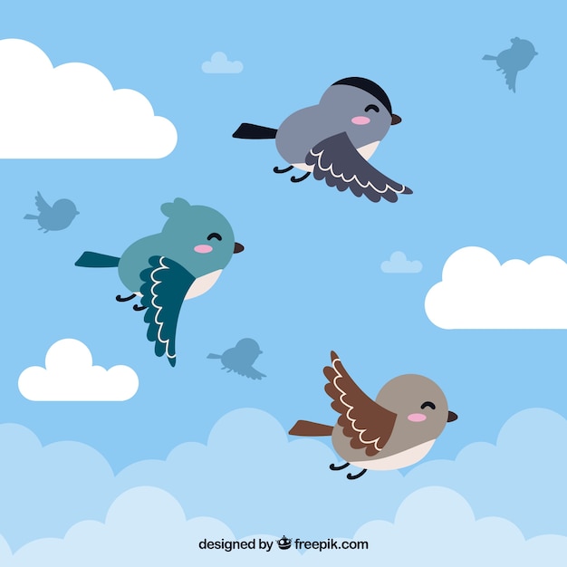 Flat flying bird background