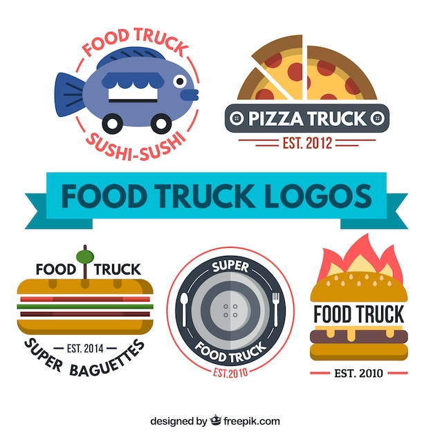 Download Free Flat Food Truck Logo Collection Premium Vector Use our free logo maker to create a logo and build your brand. Put your logo on business cards, promotional products, or your website for brand visibility.