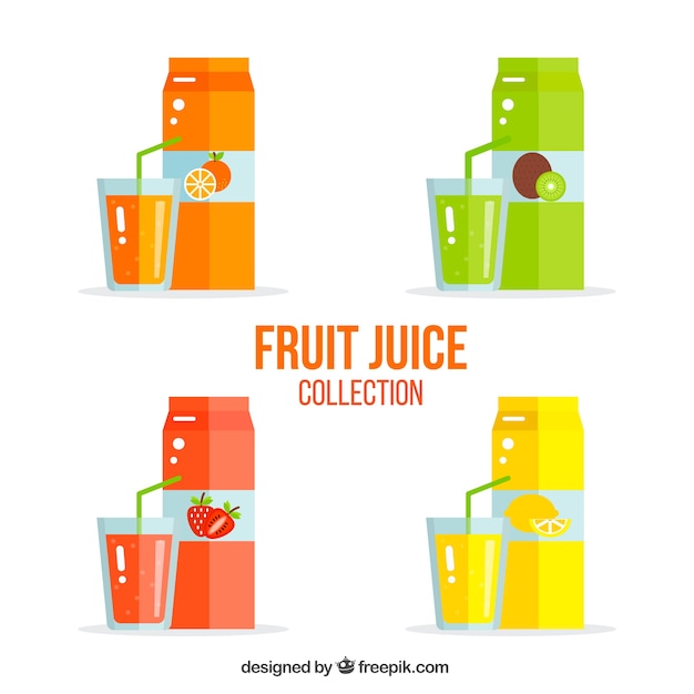 Flat fruit juice set Vector | Free Download