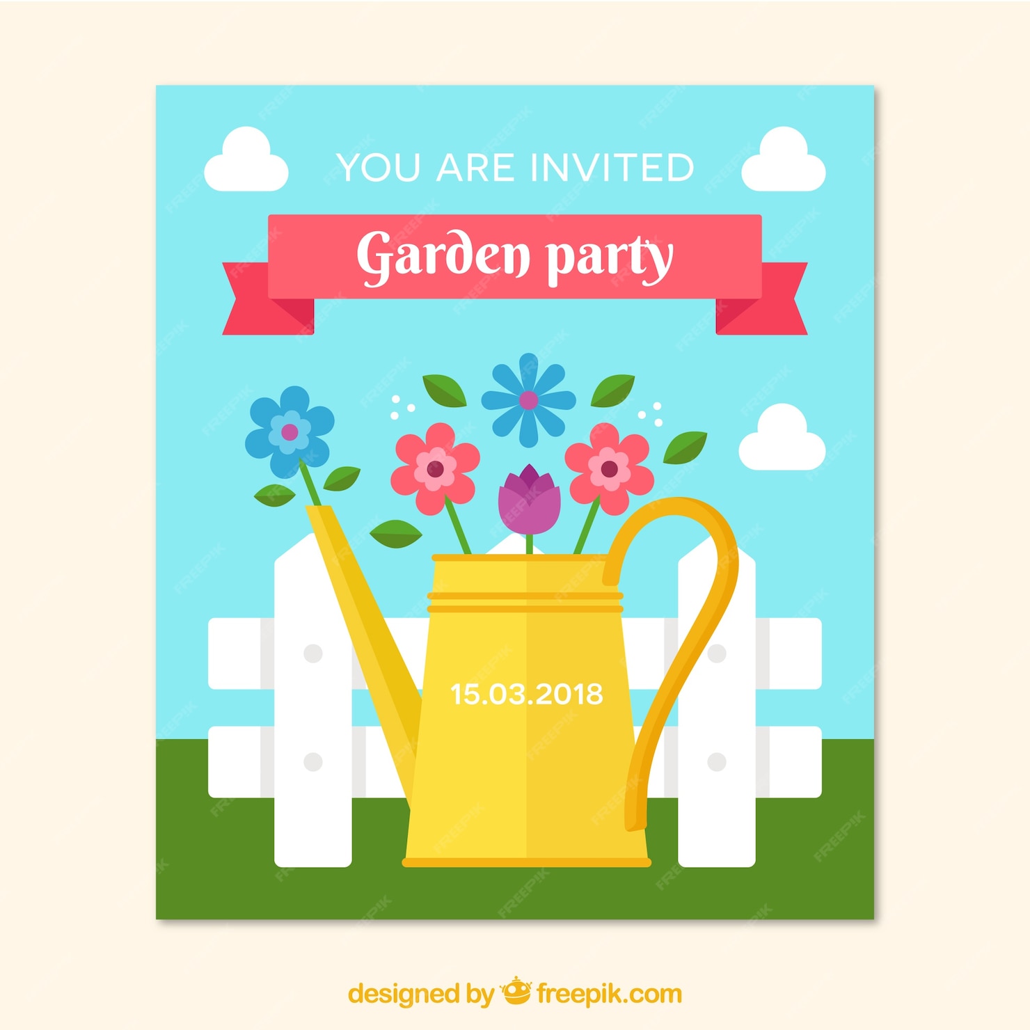 Free Vector Flat garden party invitation template