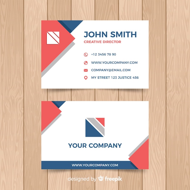 Flat Geometric Business Card Template Vector Free Download