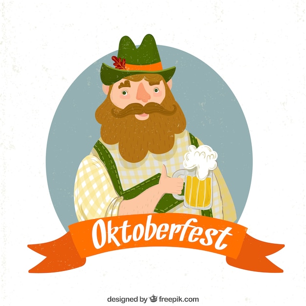 Flat german manwith beer and beard Vector | Free Download