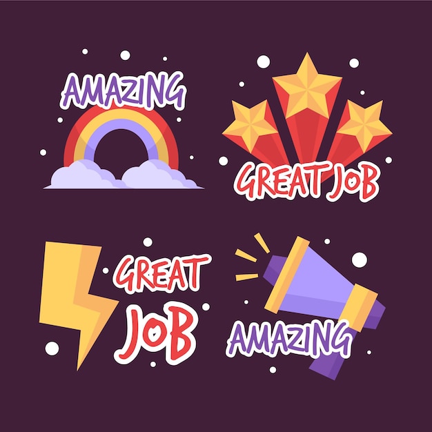 Free Vector | Flat Good Job And Great Job Stickers Pack