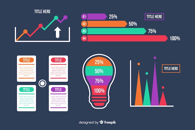 Flat gradient infographic element collection Free Vector