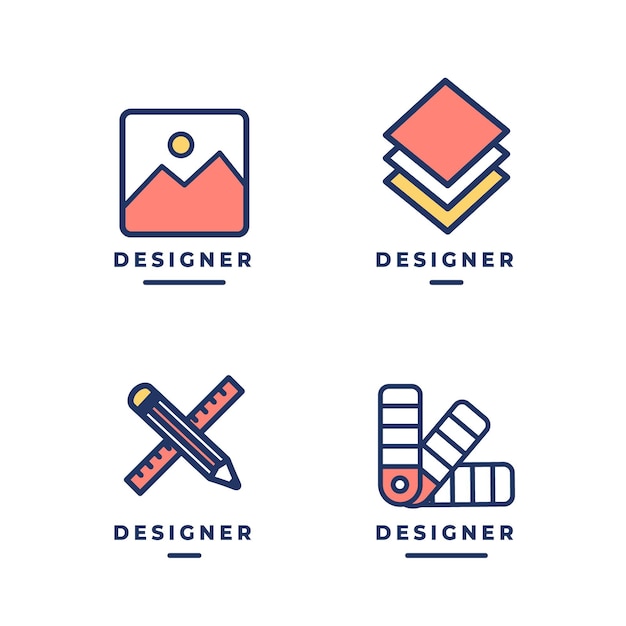 Premium Vector Flat Graphic Designer Logo Collection