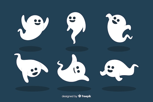 Free Vector | Flat halloween dancing ghost collection