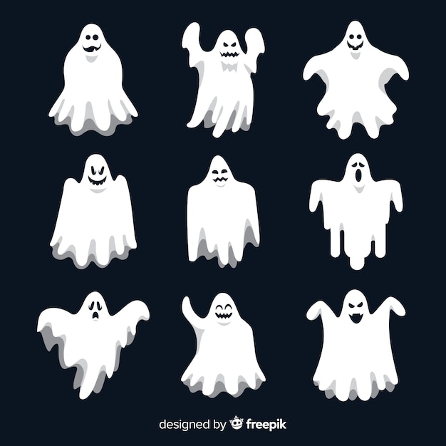 Free Vector Flat Halloween Ghost Collection