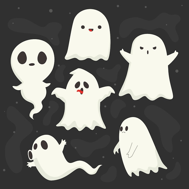 Download Free Vector | Flat halloween ghost collection