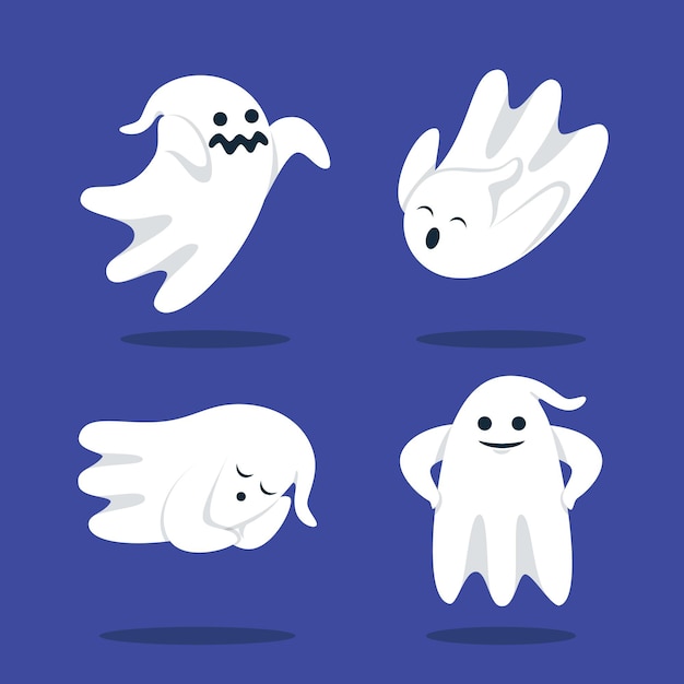 Free Vector Flat Halloween Ghosts Collection