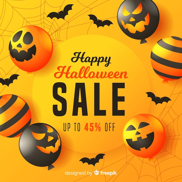 Flat halloween sale background Vector | Free Download