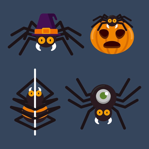 Premium Vector | Flat Halloween Spiders Collection