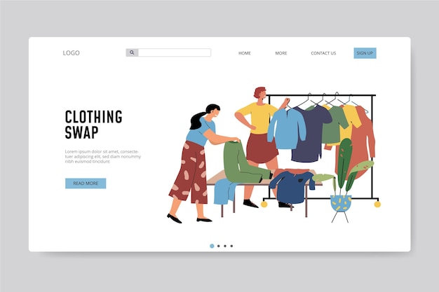 Free Vector | Flat-hand drawn clothing swap web template