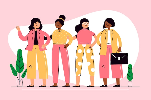 Free Vector | Flat-hand drawn confident female entrepreneurs