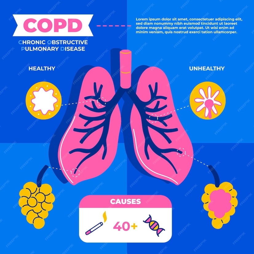 Free Vector | Flat-hand drawn copd infographic template