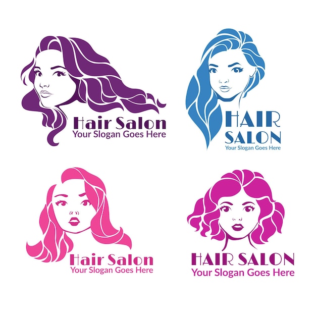 Free Vector | Flat-hand drawn hair salon logo collection