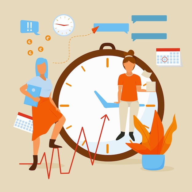 Flat-hand drawn time management illustration Free Vector