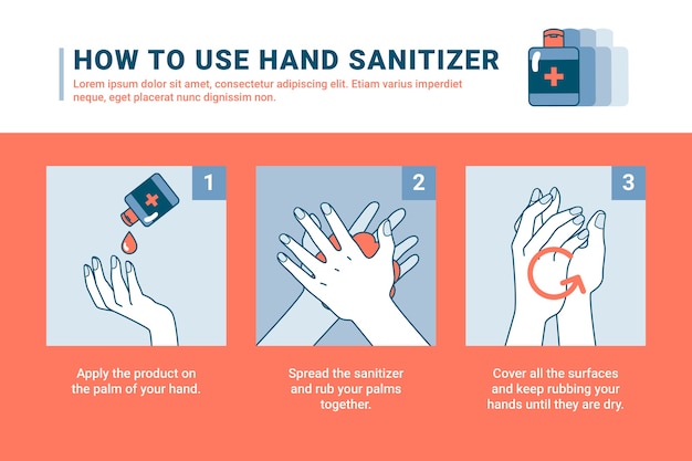 Free Vector | Flat hand sanitizer instructions