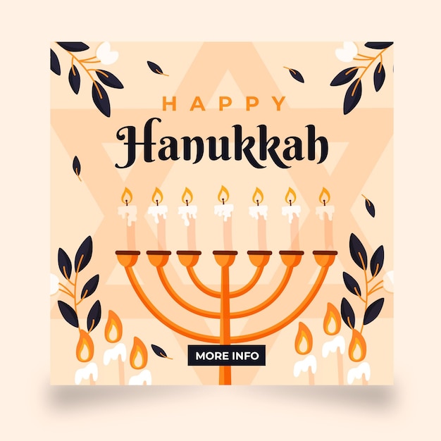 Free Vector | Flat hanukkah instagram post template