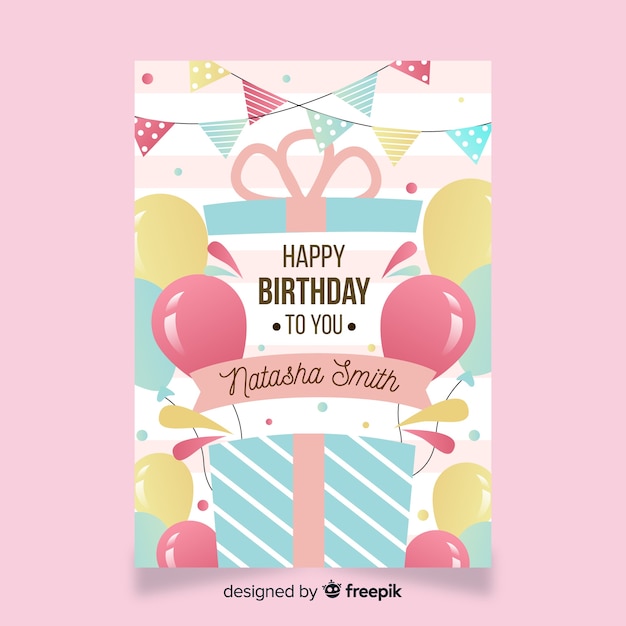 Free Vector | Flat happy birthday card template