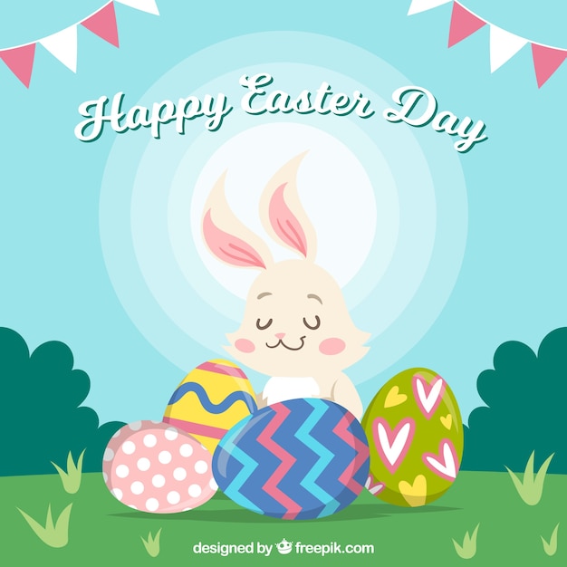 Free Vector | Flat happy easter day background