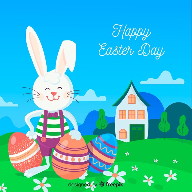 Free Vector Flat happy easter day background