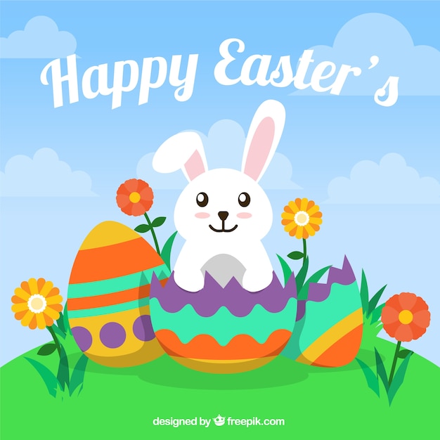 Free Vector | Flat happy easter day bakground