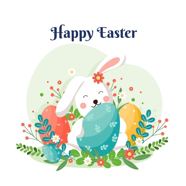 Free Vector | Flat happy easter illustration