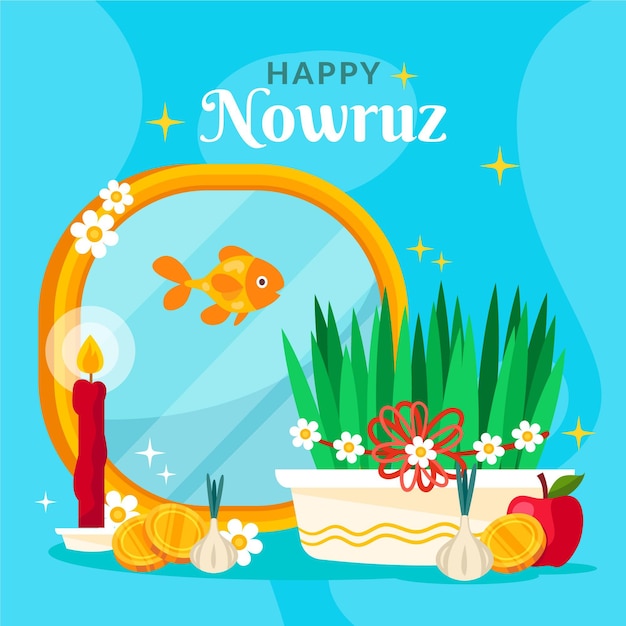 Nowruz Design. Nowruz illustration. Happy Navruz Day banner Design. Haft sin.