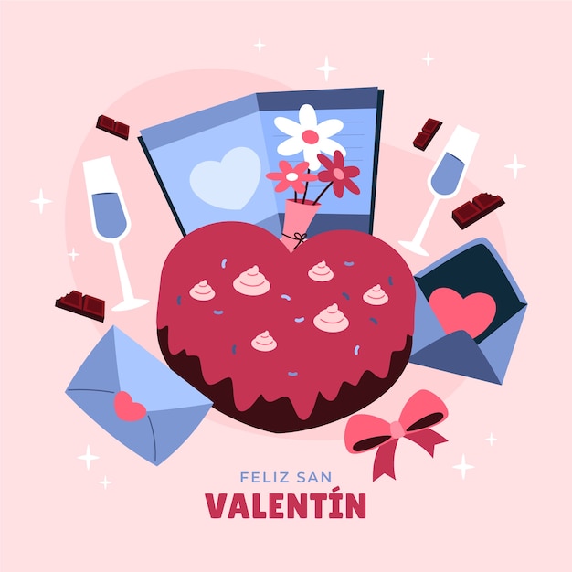 Free Vector | Flat happy valentine's day in spanish illustration and ...