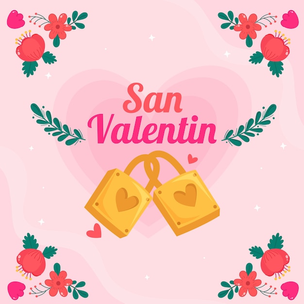 Free Vector | Flat happy valentine's day in spanish illustration and ...