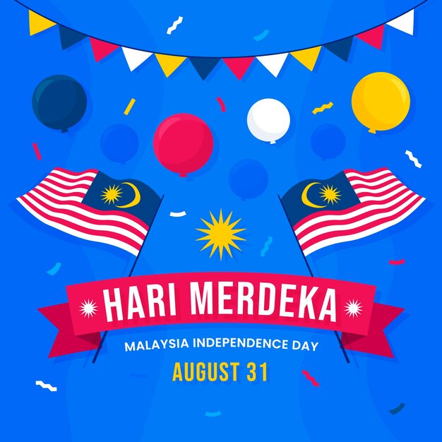 Free Vector  Flat hari merdeka illustration