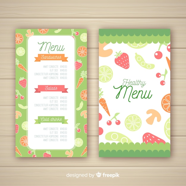 Flat healthy menu template | Free Vector