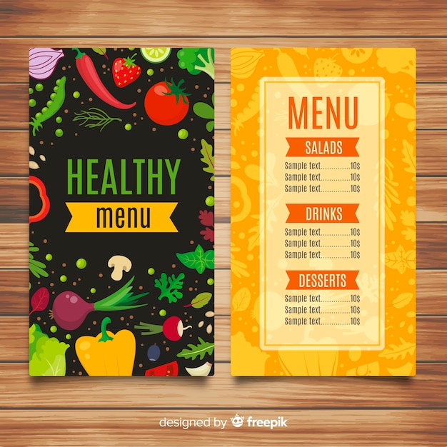 Free Vector | Flat healthy menu template