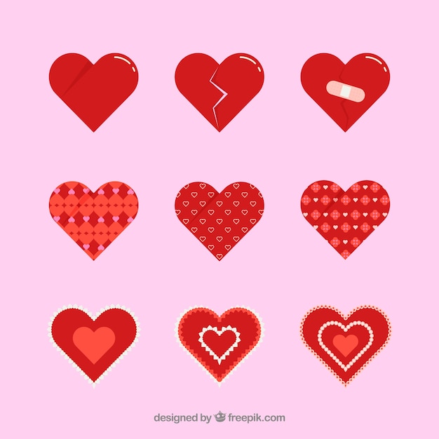 Flat Heart Collection Vector Free Download 0430