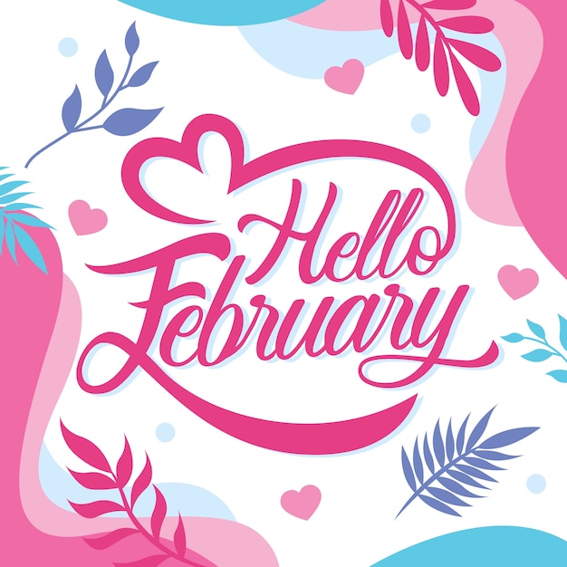 Free Vector | Flat hello february lettering