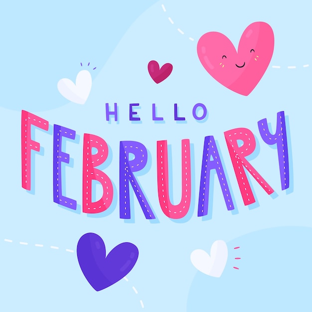 Free Vector | Flat hello february lettering