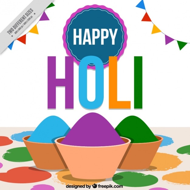 Free Vector | Flat holi background with bowls