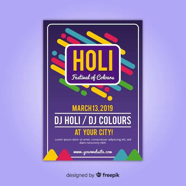 Download Free Download This Free Vector Flat Holi Festival Flyer Template Use our free logo maker to create a logo and build your brand. Put your logo on business cards, promotional products, or your website for brand visibility.
