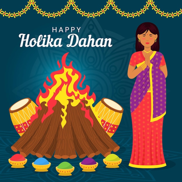 Free Vector | Flat holika dahan illustration