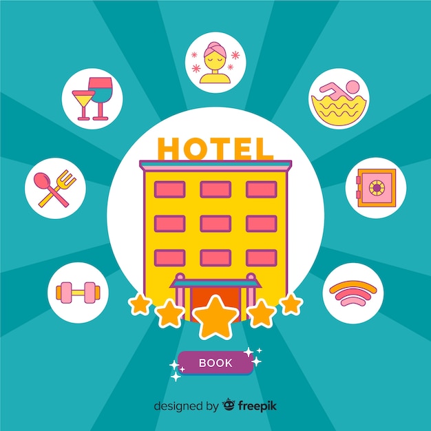 Flat hotel booking concept | Free Vector