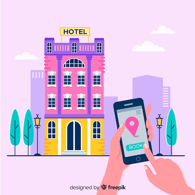 Free Vector Flat Hotel Booking Concept 1815