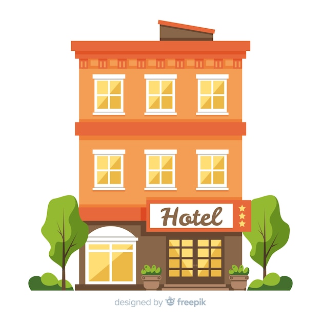 Free Vector | Flat hotel facade background