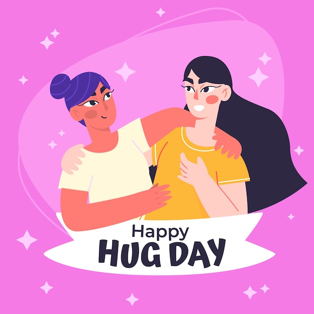 Premium Vector | Flat hug day illustration