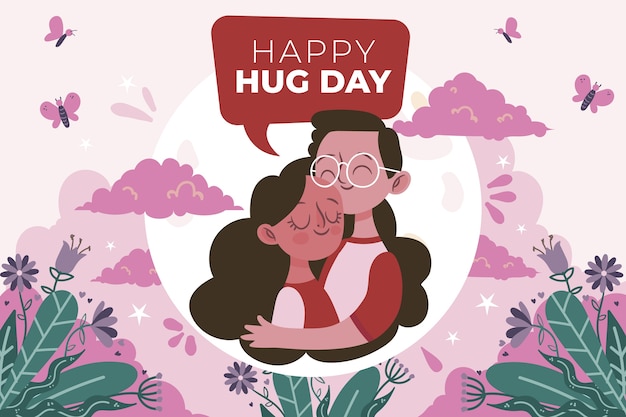 Premium Vector | Flat hug day illustration